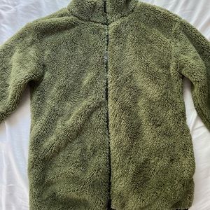 Green Fuzzy Zip Up